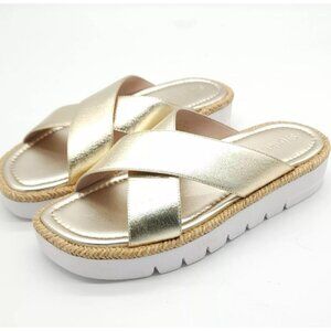 Stuart Weitzman Women's Gold Roza Lift Slide Sandal size 7